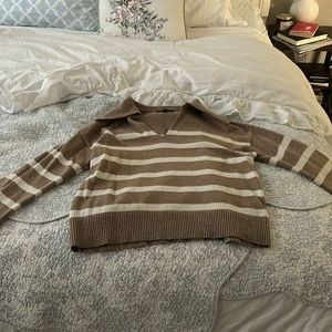 Banana Republic tan and white striped sweater